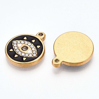 304 Stainless Steel Enamel Rhinestone Pendants STAS-T064-50B-1