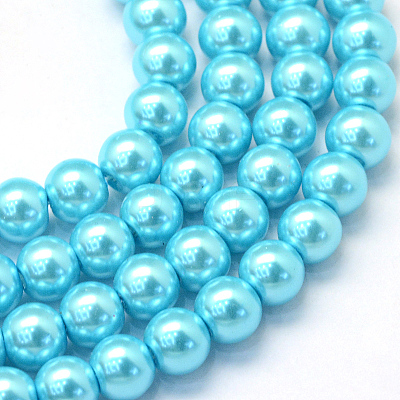 Baking Paint Pearlized Glass Pearl Round Bead Strands HY-Q003-10mm-48-1