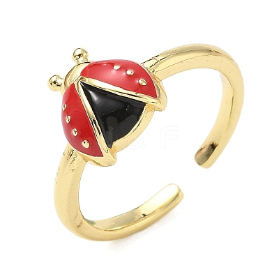 Brass Enamel Cuff Rings for Women RJEW-F196-02C-G-1