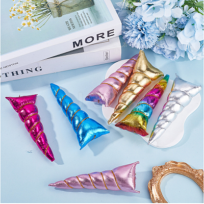 12Pcs 6 Colors Cloth Unicorn Horn Headdress Findings FIND-GF0007-39-1
