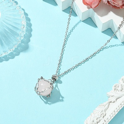Crystal Cage Holder Necklace NJEW-JN04602-02-1