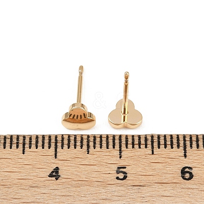 Brass Clover Stud Earrings for Women EJEW-G441-06D-G-1
