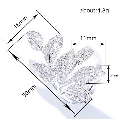 Brass Micro Pave Clear Cubic Zirconia Finger Rings FS-WG77E03-02-1