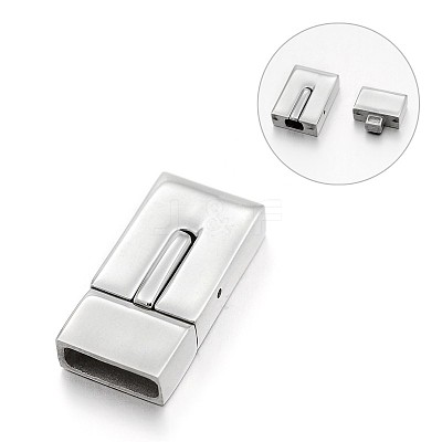 Tarnish Resistant Smooth 304 Stainless Steel Rectangle Bayonet Clasps STAS-E089-62C-1