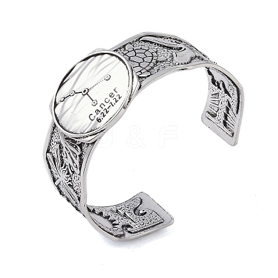 Constellation Alloy Open Cuff Bangles for Women Men LS-BJEW-C064-01AS-07-1