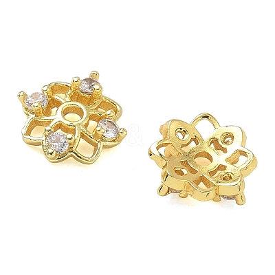 Brass Micro Pave Cubic Zirconia Bead Caps CU-CBAE9B1-09G-1