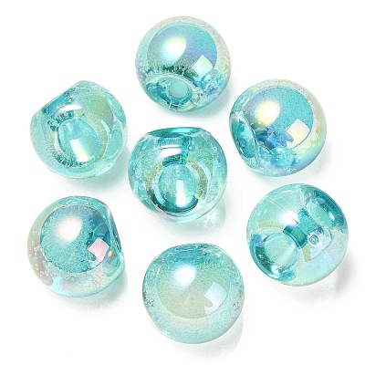 UV Plating Rainbow Iridescent Acrylic Beads OACR-G012-06-1