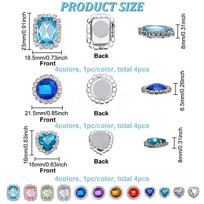 12Pcs 12 Styles Alloy Glass Shoe Decorations AJEW-FG0004-42-1