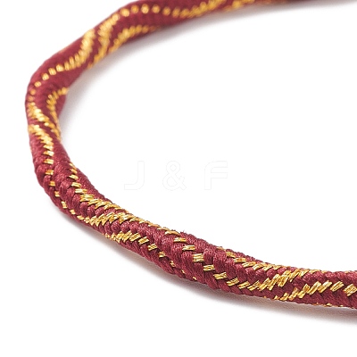 Couple Wave Pattern Nylon Round Cord Silder Bracelet with Brass Clasp for Women BJEW-C020-10G-1