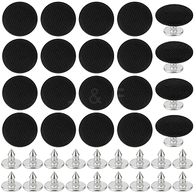 24Pcs Pure Cotton Covered Iron Buttons BUTT-BC0001-19B-1