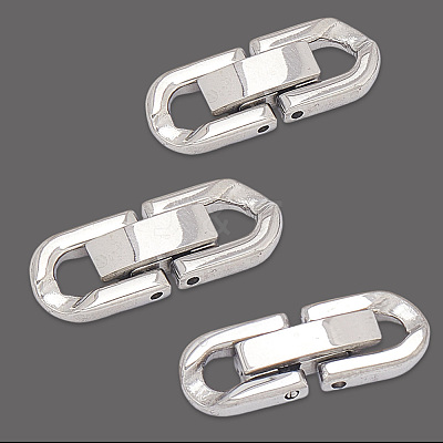 6Pcs 3 Style 304 Stainless Steel Fold Over Clasps STAS-BBC0007-55-1