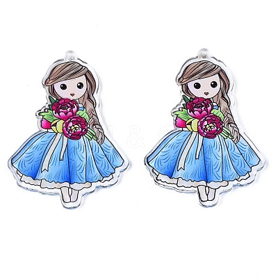 Transparent Printed Acrylic Big Pendants OACR-N133-015-1