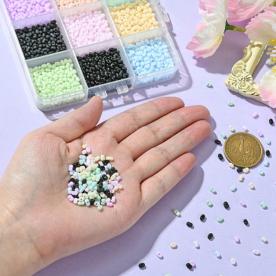 90g 9 Colors Glass Frosted Seed Beads SEED-YW0002-53A-1