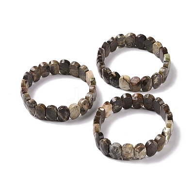 Natural Wealth Stone Jasper Oval Beaded Stretch Bracelet G-E010-01X-1