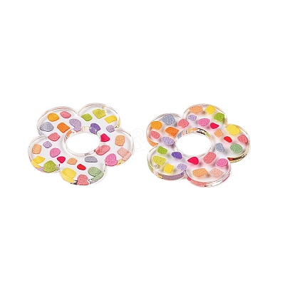 Flower Theme Printed Acrylic Pendants OACR-T028-06H-1