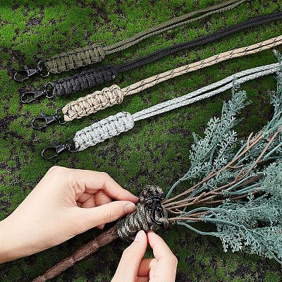 5Pcs 5 Colors Polypropylene Fiber Braided Neck Lanyards AJEW-NB0003-55-1