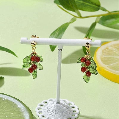 Christmas Natural Carnelian Stud Earring EJEW-TA00477-1