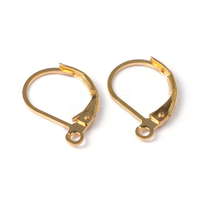 Brass Leverback Earring Findings KK-R014-G-NR-1