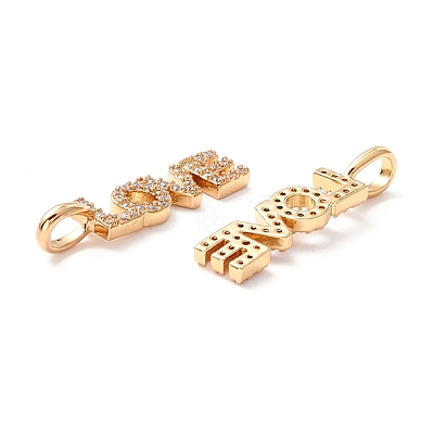 Brass Micro Pave Clear Cubic Zirconia Pendants ZIRC-Z019-35G-NR-1