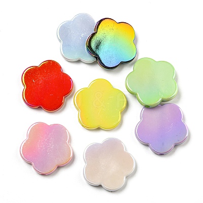 UV Plating Iridescent Acrylic Beads OACR-G039-16-1