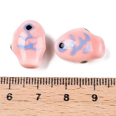 Handmade Printed Porcelain Beads Strand PORC-T133-02D-1