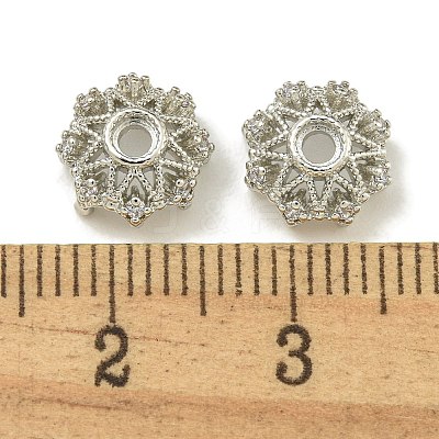Rack Plating Brass Micro Pave Clear Cubic Zirconia Bead Caps KK-K386-09A-P-1