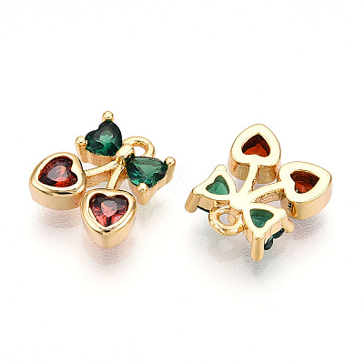 Brass Micro Pave Cubic Zirconia Charms KK-N261-94A-G-1