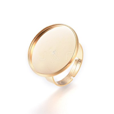 Ion Plating(IP) Adjustable 201 Stainless Steel Finger Rings Components STAS-G187-01G-20mm-1