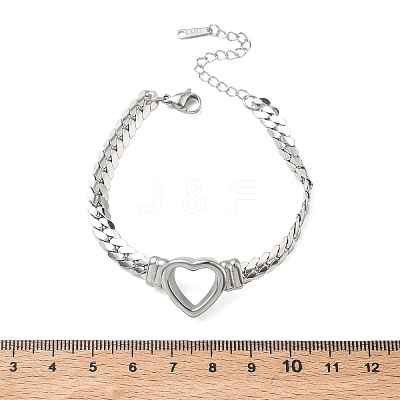 304 Stainless Steel Heart Link Bracelets BJEW-F544-01P-1