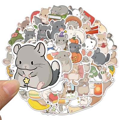 50Pcs Mouse PVC Waterproof Cartoon Stickers STIC-T0001-10-1