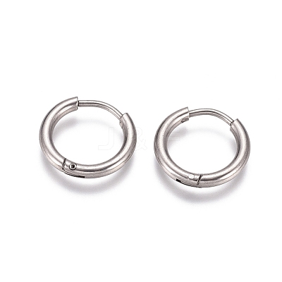 Tarnish Resistant 304 Stainless Steel Huggie Hoop Earrings EJEW-G272-02-10mm-P-1