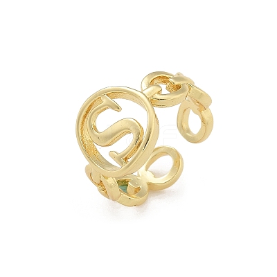 Brass Open Cuff Rings for Women RJEW-K289-01G-S-1