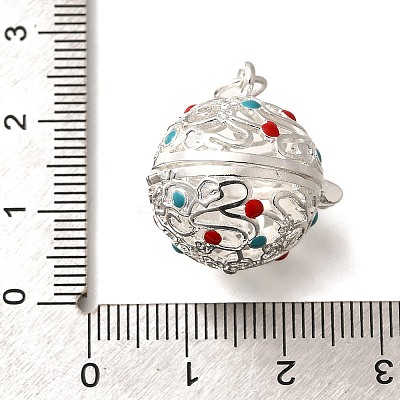 Rack Plating Brass Enamel Bead Cage Pendants KK-M313-11S-02-1