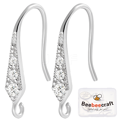 Anti-Tarnish 3 Pairs Rhodium Plated 925 Sterling Silver Earring Hooks STER-BBC0006-71-1