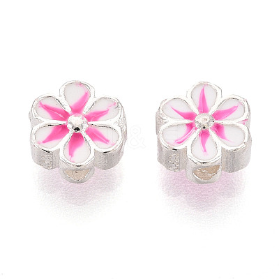 925 Sterling Silver Enamel Beads STER-T008-35A-1