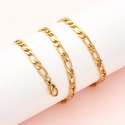 4MM 304 Stainless Steel Figaro Chain Necklaces NJEW-P338-02G-1