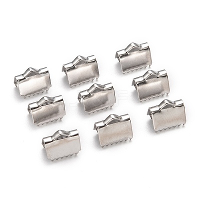 Tarnish Resistant 304 Stainless Steel Ribbon Crimp Ends STAS-E103-08C-1