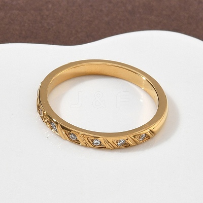 304 Stainless Steel Cubic Zirconia Finger Rings for Women RJEW-F189-01G-1