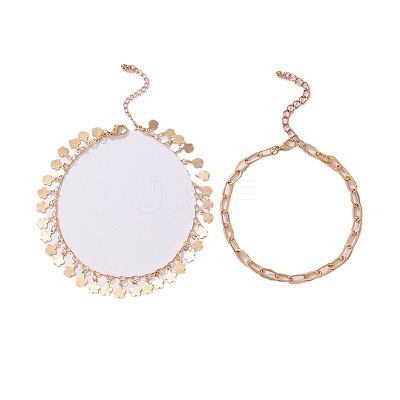 Alloy Paperclip Chain Flower Tassel Double Layer Anklets for Women FS-WGB7378-01-1