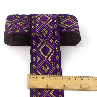 Polyester Jacquard Rhombus Ribbons OCOR-WH0082-141A-1