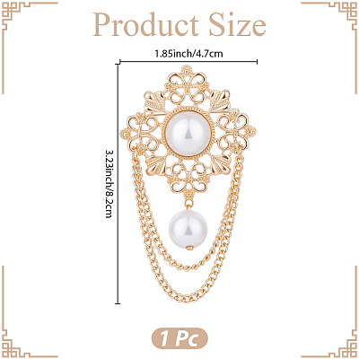 1Pc Flower ABS Plastic Imitation Pearl Brooches JEWB-CP0001-57A-1