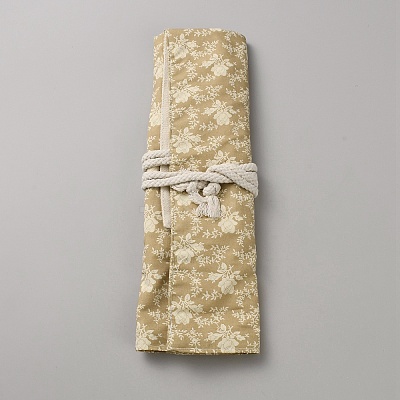 Flower Printed Polyester Cloth Knitting Tools Storage Roll Bags AJEW-WH20054-349A-1