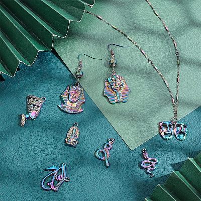 16Pcs 8 Style Plated Alloy Pendants FIND-CA0005-90-1