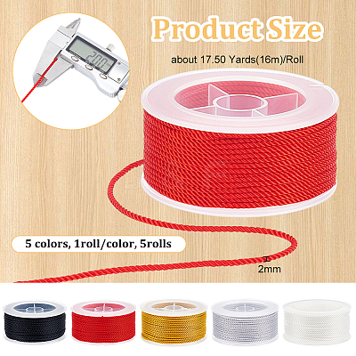 5Rolls 5 Colors 3-ply Nylon Milan Cord OCOR-OC0001-40B-1