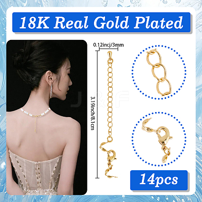 14Pcs Brass Chain Extender KK-BBC0019-13-1