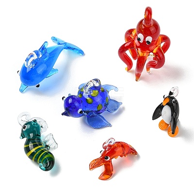 6Pcs 6 Styles Handmade Lampwork Pendants LAMP-CJ0002-69-1