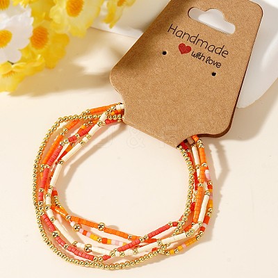 5Pcs Chic Handmade Rainbow Color Glass Seed Beaded Summer Stretch Bracelet Sets ZO8198-3-1