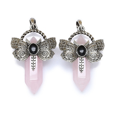 Natural Rose Quartz Faceted Pointed Bullet Big Pendants G-Q165-01AS-08-1