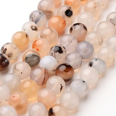 Natural Dendritic Agate Beads Strands X-G-D845-04-8mm-1