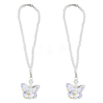 Butterfly Glass Car Hanging Pendant HJEW-DC0001-04-1